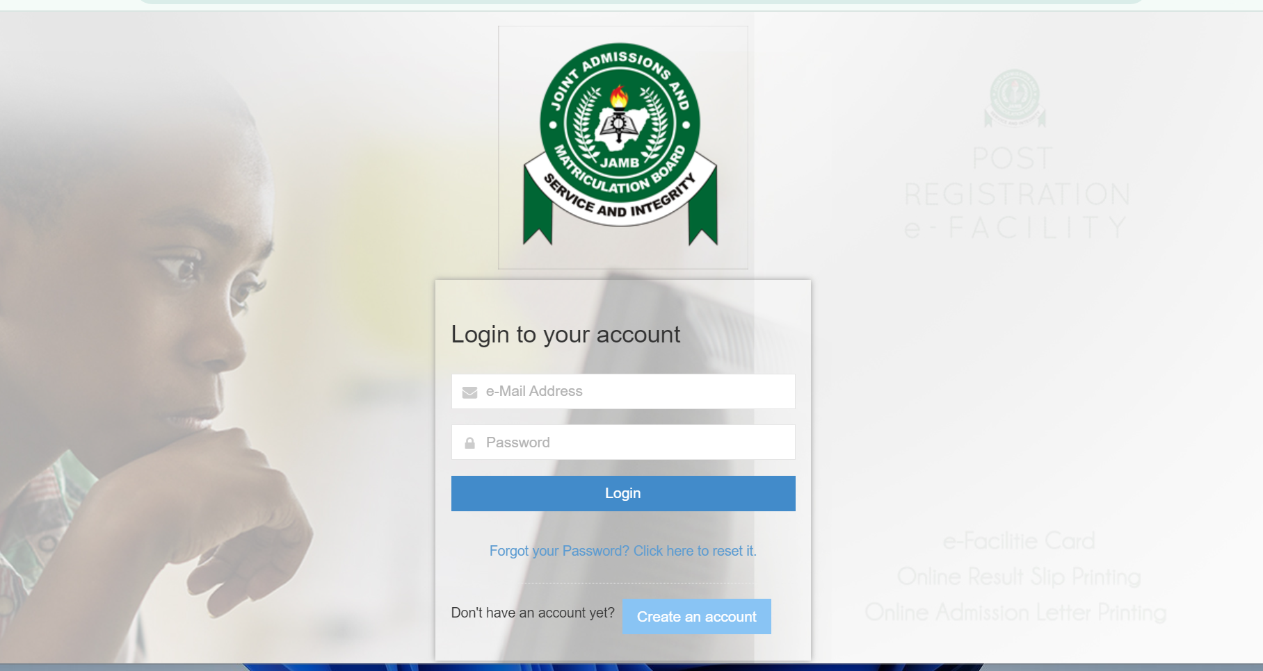 Student checking JAMB admission status on CAPS